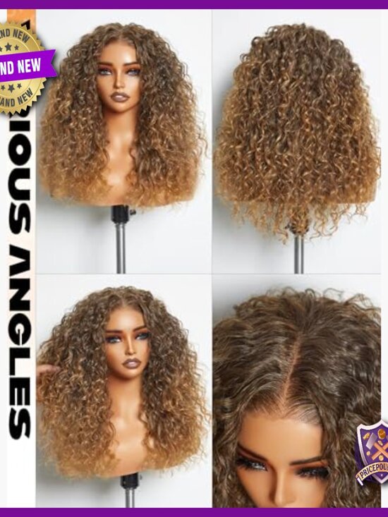 20 Inch Synthetic Lace Front Wig Glueless Pre Cut Curly Heat Resistant